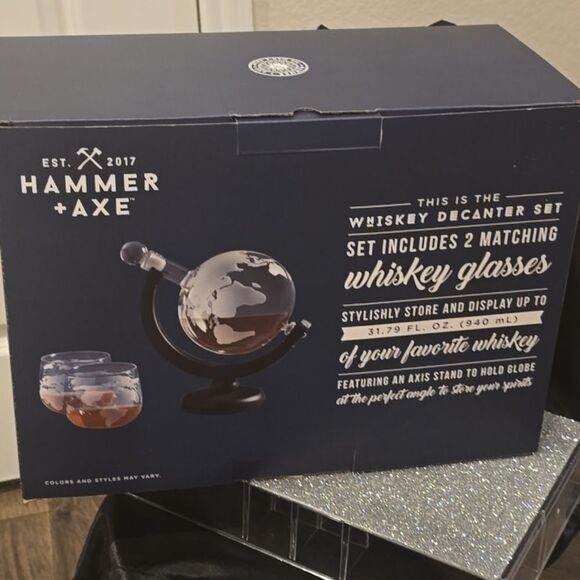 Hammer + Axe Globe Shaped Whiskey Decanter Set - Picture 8 of 8